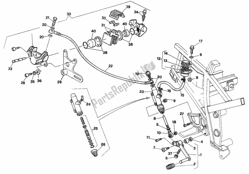 All parts for the Rear Brake Systemmy91 of the Ducati Paso 907 I. E. 1990